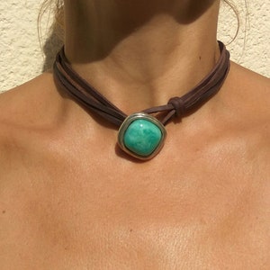 Turquoise Choker Necklace for Women Boho, Turquoise Bohemian Handmade Jewelry, EndiaDesign