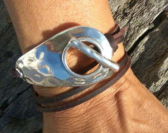 Wrap Leather Bracelet, Bohemian Bracelet for Women, Zamak Bracelet, Silver Bracelet, Boho Bracelet, Hippie Jewelry, Bohemian Jewelry, Endia