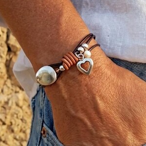 Bracciale a forma di cuore con perla d'acqua dolce e ciondolo, regalo di amicizia per lei, gioielli in pelle