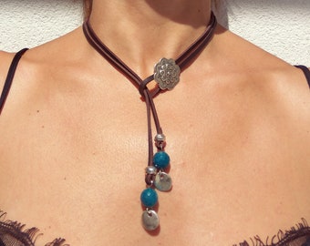 Boho jewelry, Bohemian jewelry, Natural Stone Necklace for Women, Gemstone Necklace, Boho Necklace, Bohemian Necklace, Choker Necklace