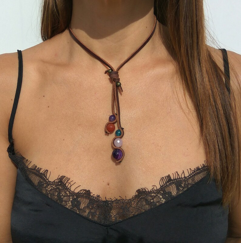 Lava stone necklace sliding knot necklace handmade neklace black necklace for women spring adjustable necklace yellow ceramic bead