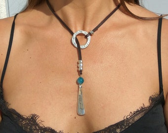 Lariat Necklace for women, Boho Necklace, Gem jewelry, Y Necklace, Silver Necklace, Boho Jewelry, Bohemian Necklace, Bohemian Jewelry