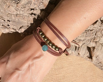 Wrap bracelet, wrap leather bracelet, gemstone bracelet, hippie bracelet, boho bracelet, Boho jewelry, bohemian jewelry, gemstone jewelry