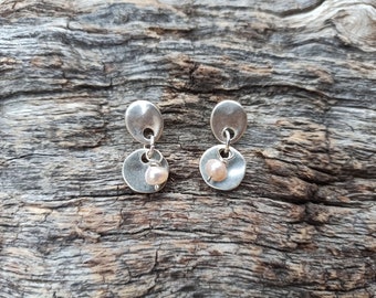 Silver Earrings for Women, Women Earrings, Pearl Earrings, Boho Earrings, Bohemian Earrings, Boho Jewelry, Bohemian Jewelry, Silver Jewelry