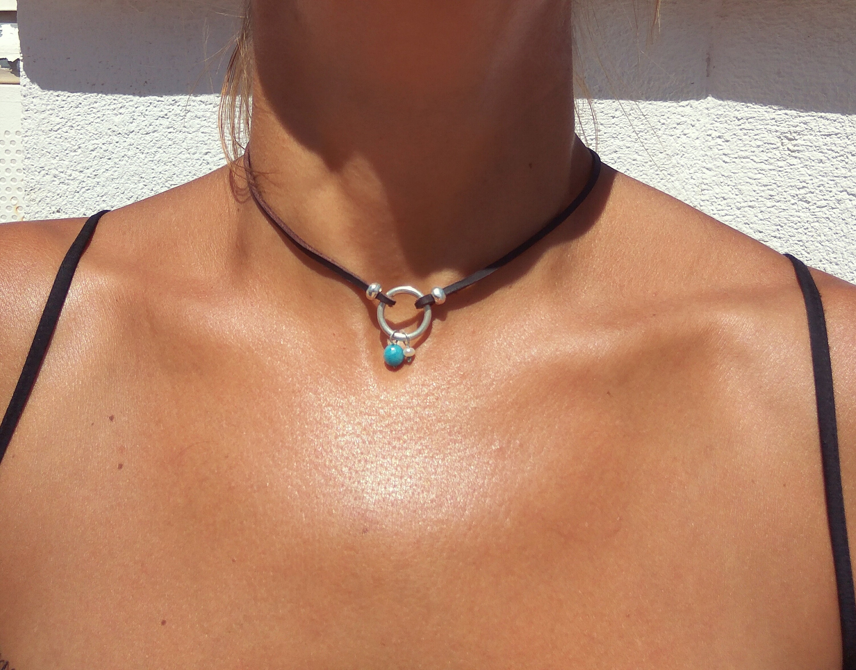 Gemstone Choker Necklace for Women Silver Ring Necklace Etsy