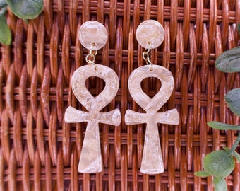 Faux Quartz Egyptian Ankh Earring