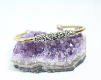 Pyrite Protection Cuff // Raw Mineral Bracelet