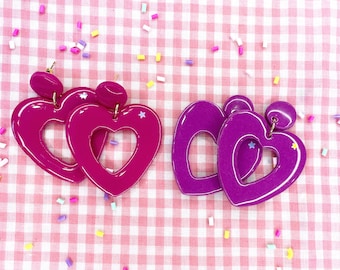 Groove is in the Heart - Heart Shaped Dangle Earrings