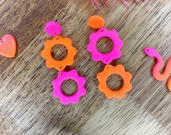 FLOWER POWER - Neon Polymer Clay Earrings