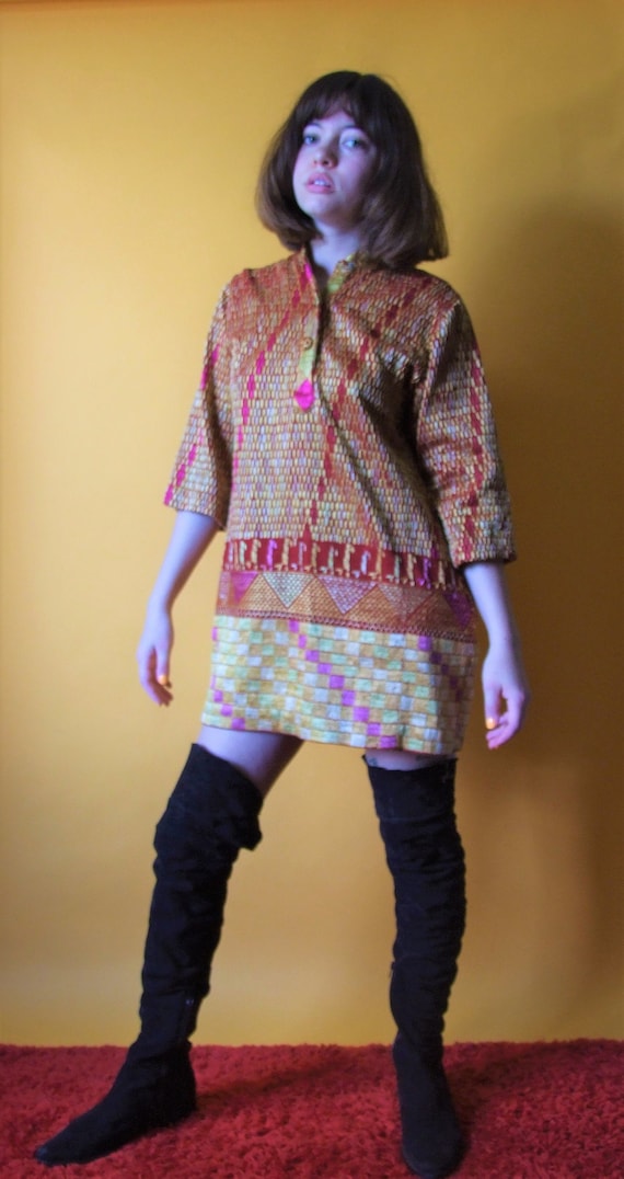 60's tapestry mini dress