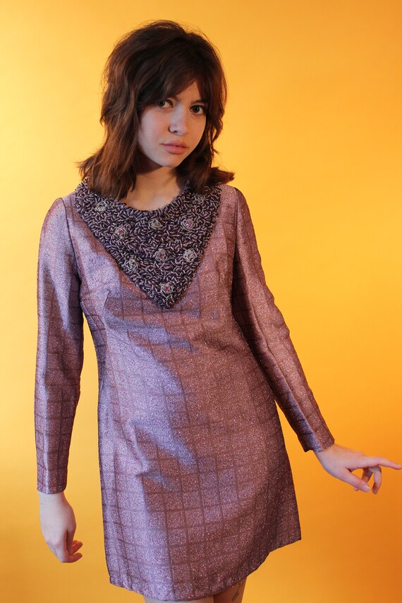 60's space age purple dress - image 3