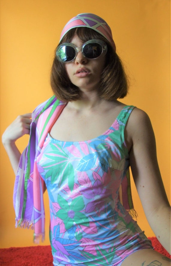 60's pastel silver swimsuit