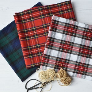 Tartan Plaid Cotton Wide Half Metre Bundle 3 Designs Royal Stewart Argyle Black Watch