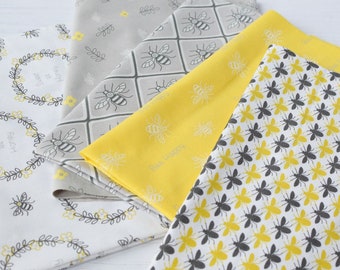 Bee Fabric Half Metre Bundle Bee Happy Cotton 5 Co-ordinating Designs