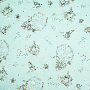 Peter Rabbit Beatrix Potter Mint Green 100% Premium Cotton New Peter & Friends Collection image 1