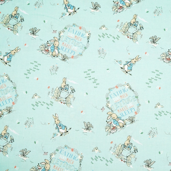 Peter Rabbit Beatrix Potter Mint Green 100% Premium Cotton New Peter & Friends Collection