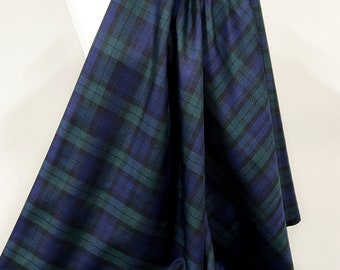 Tartan Black Watch Twill Plaid Fabric Wide Scottish Checked Green Blue Dressmaking Home Soft Furnishings