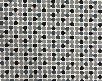 Blue White and Gray Polka Dot Canvas Cotton Canvas Home Decor Fabric by the Metre Blue With Off-white Spots, Tote Bag, Upholstery.
