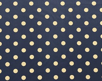 Blue Polka Dot Canvas Cotton Canvas Home Decor Fabric by the Metre Blue With Off-white Spots, Tote Bag, Upholstery.