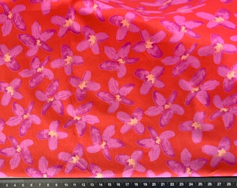 Daisy Print Cotton Fabric Premium Quality Supima Cotton Red Lilac Floral Print Dress Fabric