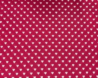 Hearts Fabric White Hearts On A Dark Pink Background Polycotton