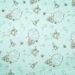 Peter Rabbit Beatrix Potter Mint Green 100% Premium Cotton New Peter & Friends Collection image 3