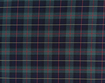 Tartan Red and Yellow Twill Plaid Fabric Wide Scottish Checked Green Black Dressmaking Home Soft Furnishings with a Black Watch Version.