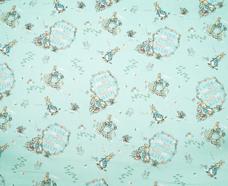 Peter Rabbit Beatrix Potter Mint Green 100% Premium Cotton New Peter & Friends Collection image 1