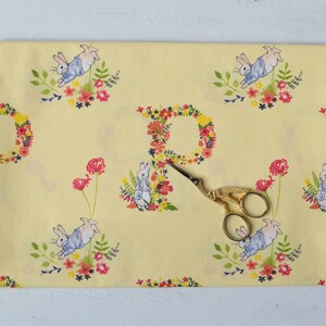 Peter Rabbit Beatrix Potter 100% Premium Cotton Flowers & Dreams Collection Pale Yellow Floral Letter image 2