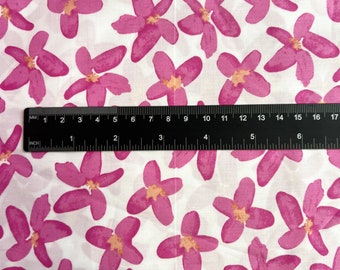 Daisy Print Cotton Fabric Premium Quality Supima Cotton White Pink Floral Print Dress Fabric