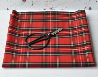 Tartan Cotton Print Red Royal Stewart Plaid Fabric Wide Scottish Checked Home Decor