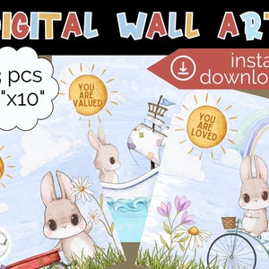 Digital Prints, Set Of 3 Playroom Prints, Playroom Wall Decor, Playroom Signs, Kids Playroom, Toddler Wall Decor, Kids Wall Decor, Bunny