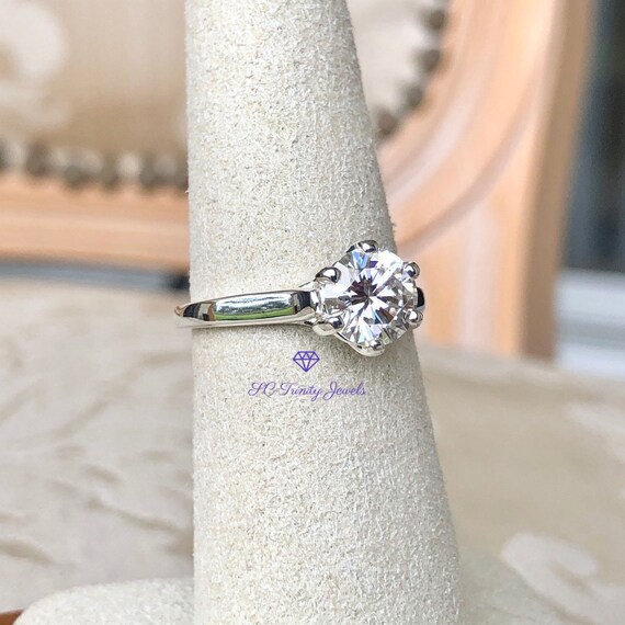 Moissanite sterling silver engagement rings discount