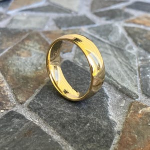 6mm Yellow Gold Plated Sterling Silver Wedding Band: Comfort Fit Dome Ring