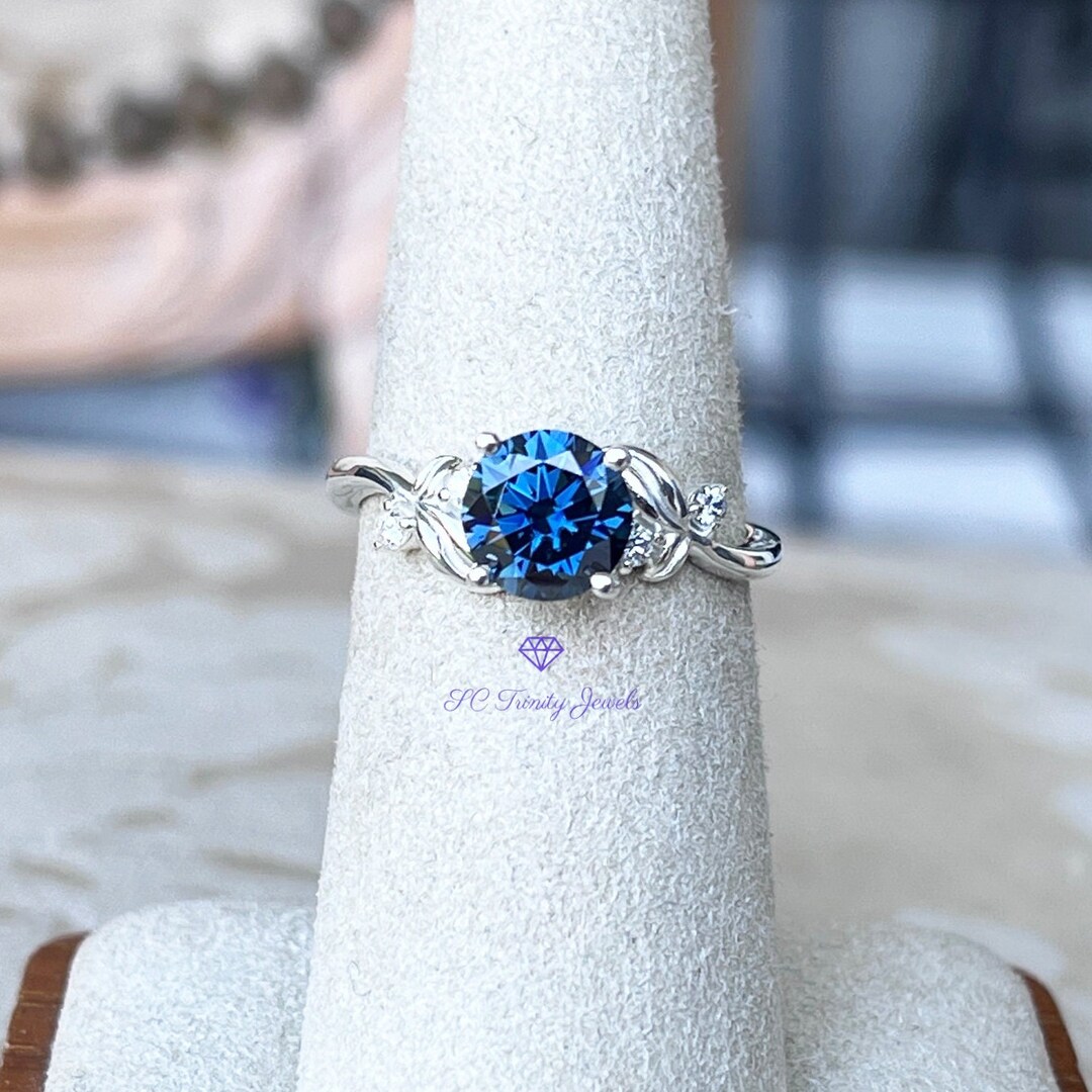 ★47bag ★ 925 Silver Deep Blue Green Moissanite Heart Cut R Green Stone Moissanite Engagement Ring 14k White Gold 11 CT