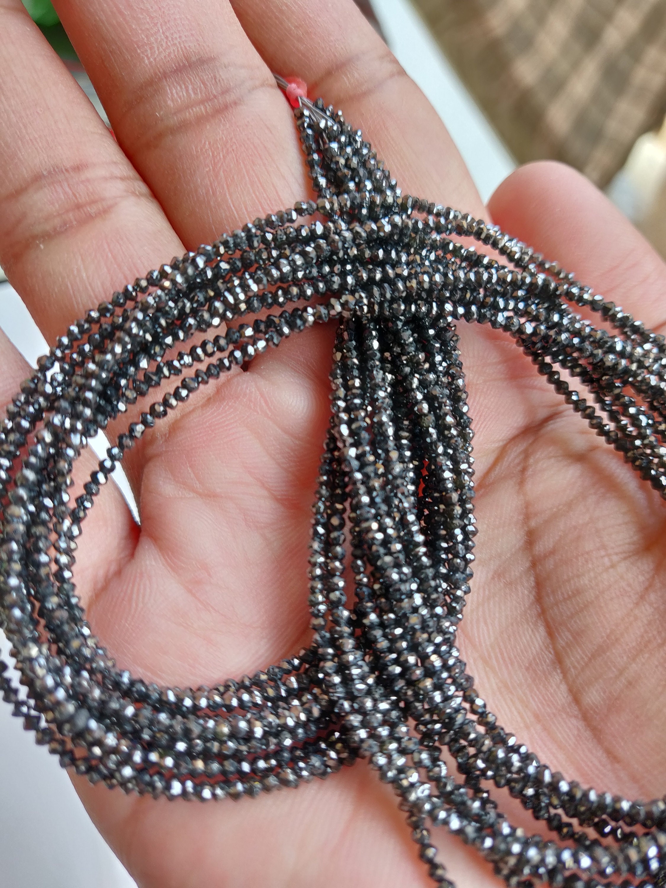 AAA quality Black Diamond Faceted roundel beads 13 carat of 15 Etsy