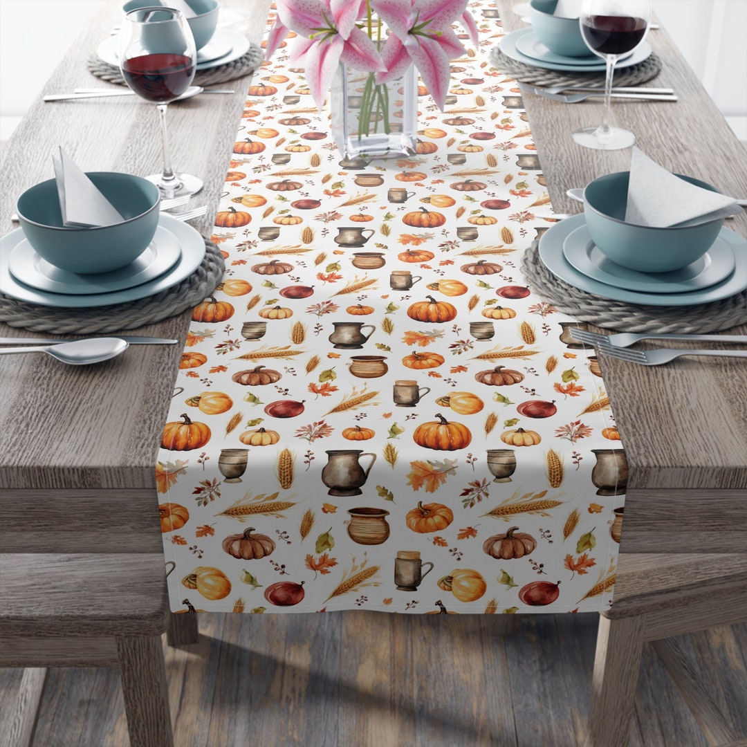 Fall Table Linens, Thanksgiving Tablecloth, Fall Table Runner, Thanksgiving Table Runner, Fall