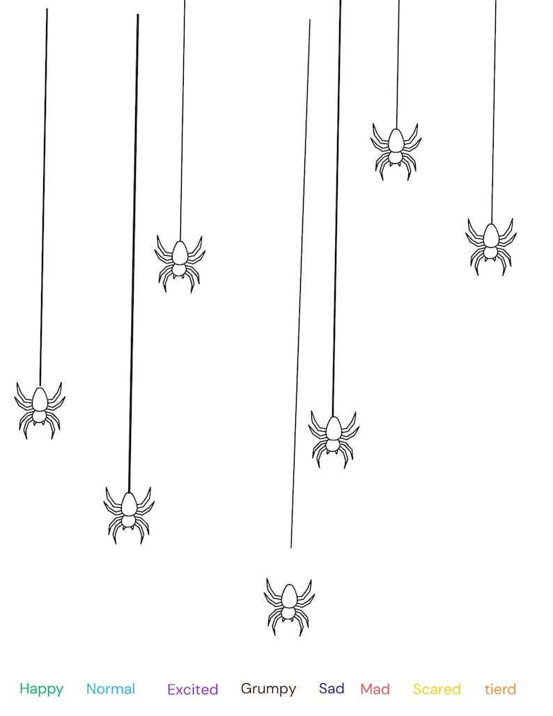 Bug &amp; Spider Mood Charts. Printable Feelings Check-in for Kids. Autism ...