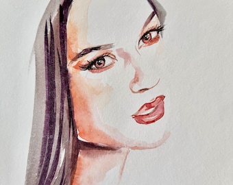 Individuelles Modeporträt mit personalisiertem Deckblatt | Handgemalte Aquarellillustration | Elegantes, von der Vogue inspiriertes Kunstgeschenk für Sie