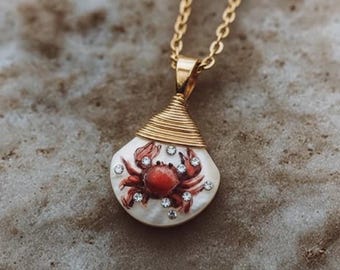 Personalized Zodiac Sign Pendant - Hand Painted Mini Art with Crystals, Custom Order