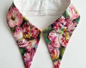 Custom Hand-Painted & Beaded Detachable Collar – Made Just for You