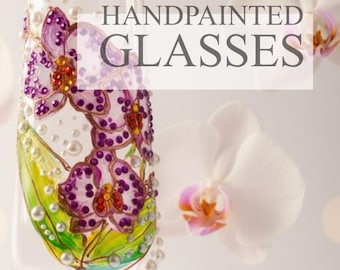 Custom Hand-Painted Glasses with Floral Design – Elegant Floral Wedding Gift, Luxury Anniversary Glassware, Romantic Handcrafted Flute