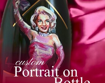 Handgemaltes Porträt auf einer Glasflasche | Personalisierte Erinnerungsstücke für Mensch und Tier