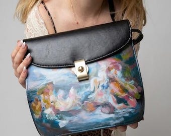 Hand-Painted Bag Inspired by Rococo Painting „The Triumph of Venus“, modern art bag