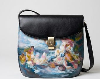 Hand-Painted Bag Inspired by Rococo Painting „The Triumph of Venus“, modern art bag