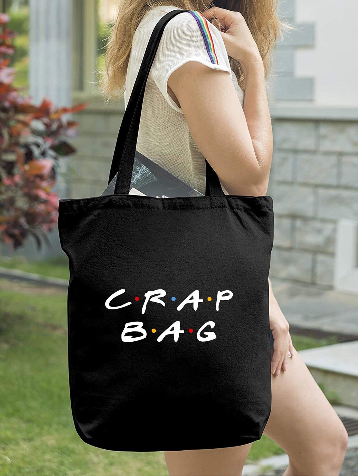 Crap Bag FriendsInspired Black Canvas Tote Bag Etsy