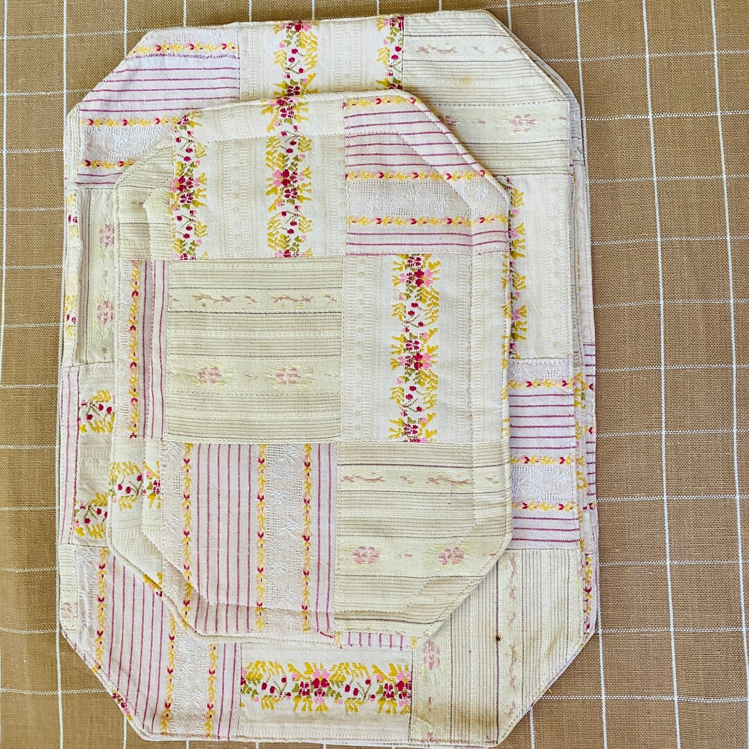Vintage Handmade Quilted Placemats With Pot Mat set of 4 With Etsy UK