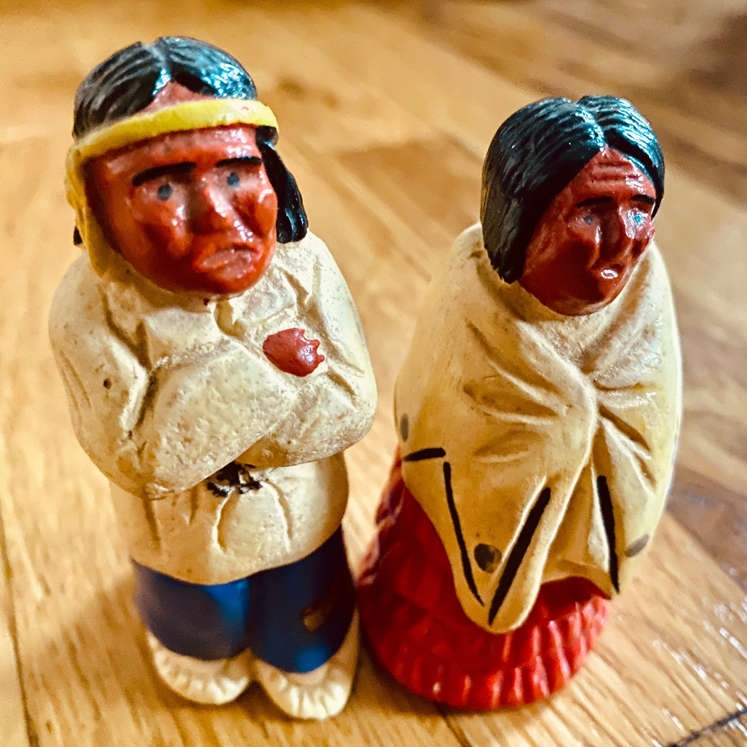 Vintage Chalkware Native American Indian Salt & Pepper Shakers Etsy