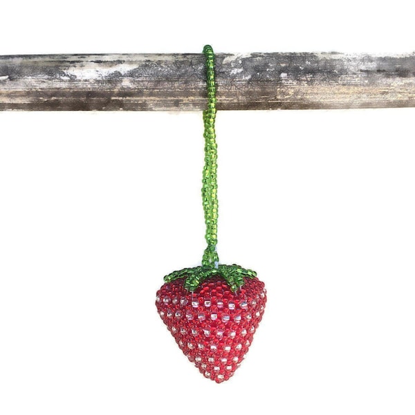 Strawberry Seed Bead Ethically Made Ornament