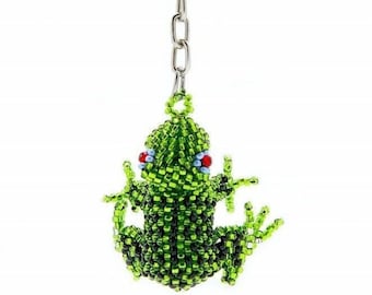 Frog Seed Bead Ethically Made Key Chain \ Zipper Pull - Guatemala